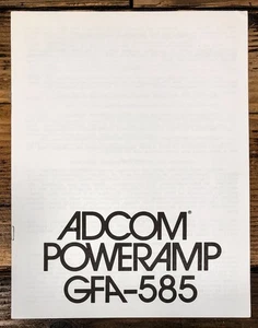 Adcom GFA-585 Amplifier Owners / User Manual *Original* - Picture 1 of 1