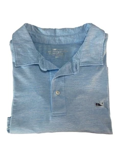 Vineyard Vines On The Go Sankaty Polo 2XL light blue Striped Performance FLAW - Picture 1 of 9