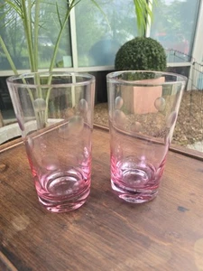 Waterford Marquis Pink Polka Dot Highball Glass Cocktail Pair  - Picture 1 of 18