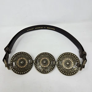 CHICO'S Concho Gürtel Gr. M/L 3 Medaillons mit klaren Strasssteinen Leder verstellbar - Bild 1 von 7