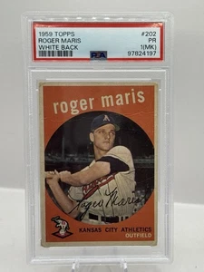 1959 Topps espalda blanca #202 Roger Maris Kansas City Athletics PSA 1 (MK) - Imagen 1 de 2