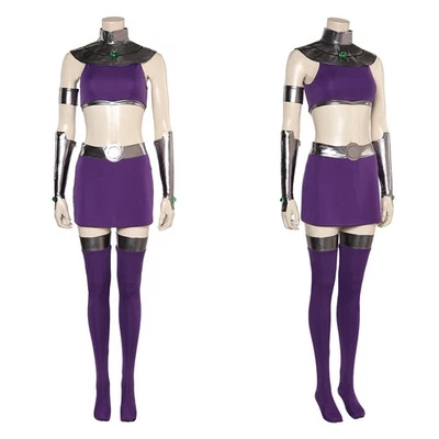 动漫公主 Koriand'r 紫色角色扮演超级英雄服装裙连衣裙制服美国 — 第 1/4 张图片