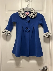 Cappotto in pile Copper Key blu royal con pelliccia sintetica dalmata taglia 2-3 bambina - Foto 1 di 14