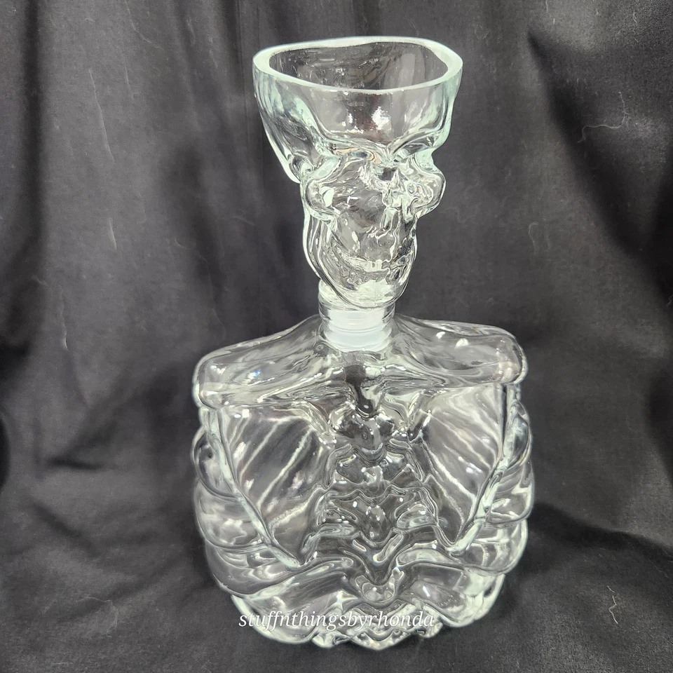 Godinger Skeleton Skull Clear Liquor Whiskey Decanter Halloween Bar Drink Décor - Image 1 of 4