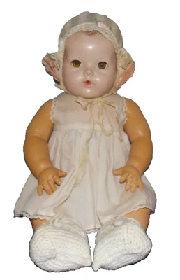 "Precioso muñeco bebé Effanbee Dy-Dee años 30-40 cuerpo de goma/orejas aplicadas/ojos estañosos" Foto 1 de 4