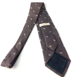 Burberry Seidenkrawatte Allover Logo Muster braun 151cm gebraucht schlichtes Design Vintage - Bild 1 von 9