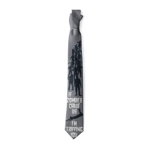 If Zombies Chase Us I'm Tripping You Necktie Funny Neckties for Men Halloween - Picture 1 of 9