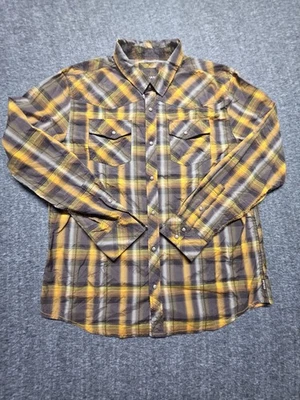 prAna Holstad Shirt Mens XL Orange Brown Plaid Long Sleeve Pearl Snap Western - Image 1 of 4