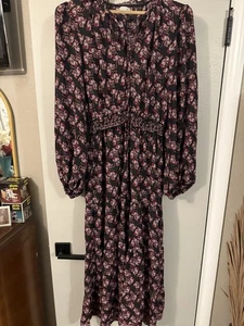 Vestido Max Studio Negro Floral Vid Cuello en V Cintura Calada en Niveles para Mujer’s TALLA M - Imagen 1 de 13