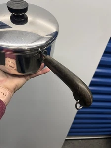 Vtg 1801 Revere Ware 2 Qt Stainless Steel Bottom Sauce Pan Pot With Lid - Picture 1 of 8