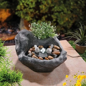 esotec Solar Vogelbadbrunnen dunkel mit Akku und LED Licht outdoor 101320 - Bild 1 von 10