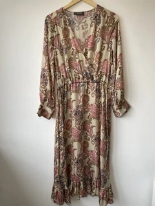 Mos Mosh Chita Weave Dress Size 10 Satin Paisley Floral Vintage Rose - Picture 1 of 17