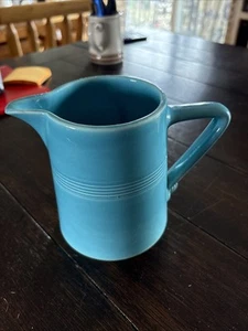 Turquoise Blue Rimmed Pitcher - Picture 1 of 4