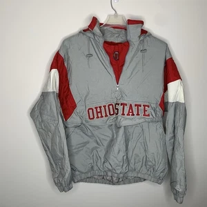 Vintage 90s Majestic Ohio State Buckeyes OSU Herren L grau 1/4 Zip Jacke - Bild 1 von 12