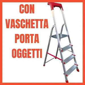 Scala in Alluminio 4 5 6 7 8 Gradini Pieghevole Scaletta per Casa - Foto 1 di 14