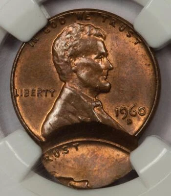 1960 D NGC MS64 Double Struck Lincoln 2nd Strike 75% Off Center Cent Mint Error - Image 1 of 4