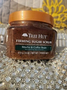 RARE HTF - NEW TREE HUT MOCHA & COFFEE BEAN FIRMING SUGAR SCRUB W/CAFFEINE 18 OZ - Picture 1 of 3
