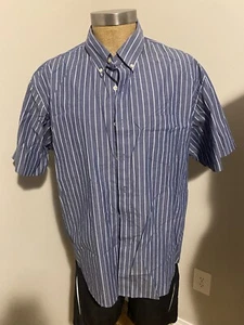 🔵 DOCKERS IRON FREE Men's Blue Short Sleeve Dress Shirt 18/18.5 XXL - 132 - Picture 1 of 12