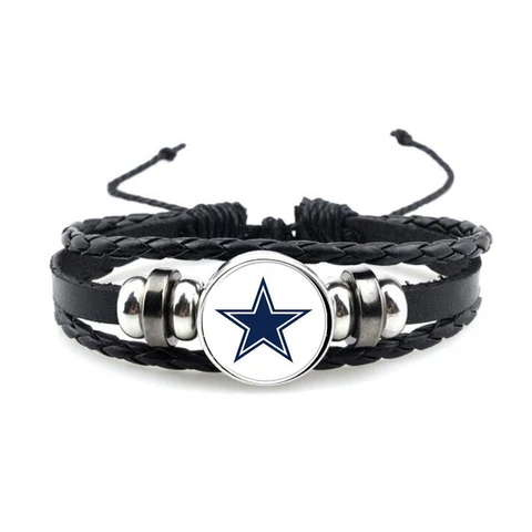 Rugby Bracelet Vintage Multi-layer Leather Bracelet 32 Team NFL Bracelet Cover