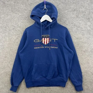 Sudadera con Capucha GANT Para Hombres Grande Azul Jersey EE. UU. Deletrear Archivo Escudo - Imagen 1 de 8