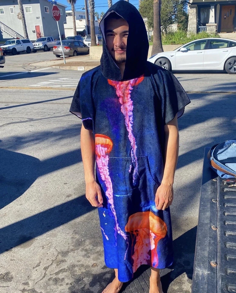 Unisex Toalla Bata Poncho Albornoz Bata con Capucha Secado Rápido Surf Natación Playa Foto 1 de 4