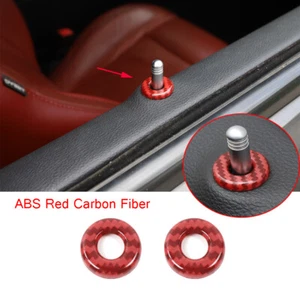 Red Carbon Fiber ABS Door Lock Pin Cover Decor Trim For Dodge Challenger 2014-20 - Picture 1 of 9