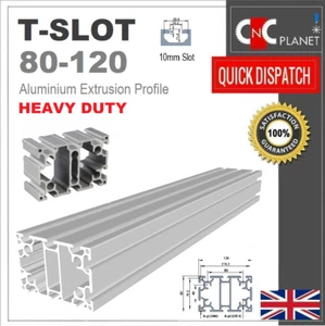 80120 PERFIL DE EXTRUSIÓN DE ALUMINIO RANURA T CNC ROUTER PLASMA 10mm Ranura 80mmx120mm - Imagen 1 de 5