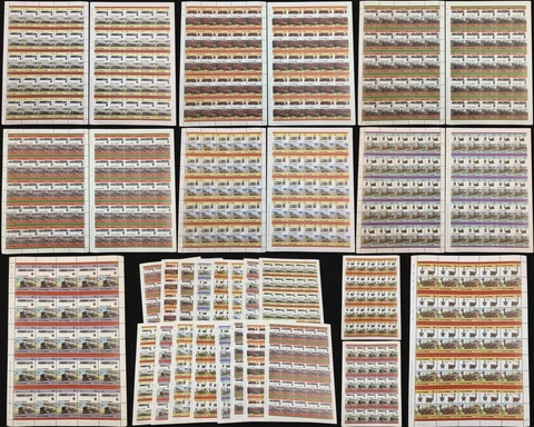 TUVALU Trains Imperf Perf Sheets x 16 MNH(800 Stamps) (BLK52 ) Cover