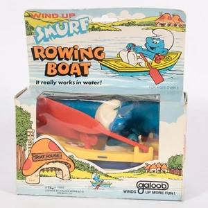 Figura de cuerda Galoob Los Pitufos 1982 de colección bote de remos nuevo en caja - Imagen 1 de 5