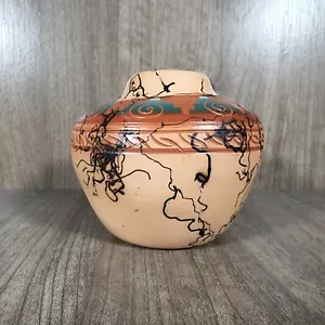 Indianer Keramik Pferdehaar Vase Handarbeit von Ronald Smith Navajo - Bild 1 von 7