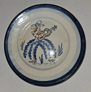 John B Taylor Stoneware Cowboy Guitar Ceramic Salad Dessert Plate 7 3/4" Signed - Picture 1 of 4