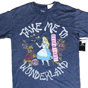 Disney Alice in Wonderland T Shirt Womans Size S Blue Take Me To Wonderland Tee - Picture 1 of 5