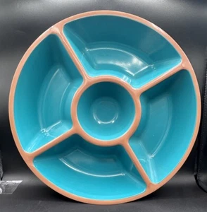 Target Melamine Chip & Dip Tray 5 Section Aqua Green Veggie Party Serving Dish - Picture 1 of 10