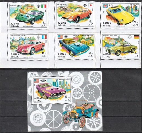AJMAN 1971 CARS full set of MNH stamps and minisheet | eBay