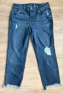 Lane Bryant Straight Leg Crop Jeans Distressed Women Size 16 Measured 35x25" - Picture 1 of 3