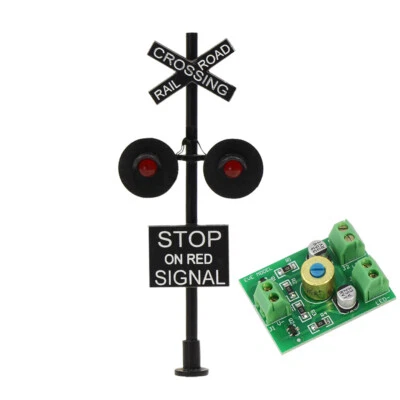 1 Lot HO Scale Railroad Crossing Signal Stop on Red 2 Leds Circuit Board Flasher - Image 1 of 4