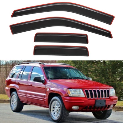 In-Channel Window Visor Rain Guard Vent Shade For 1999-2004 Jeep Grand Cherokee  Foto 1 de 4
