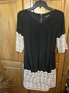Women’s Gianni Bini Black Dress With Crochet Lace Trim Size Small!!! - Picture 1 of 6