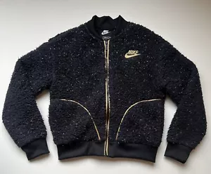 Nike Kids' Girls Medium Full-Zip Sherpa Jacket CU8567-010 Black/Rose Gold - Picture 1 of 7
