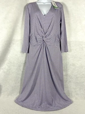 Vestido Lands End para mujer M alto blanco azul funda acanalada manga 3/4 geométrico nuevo con etiquetas Foto 1 de 4