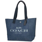 COACH Logo Tote Bag Shoulder Bag, Handbag, Denim Tote Bag canvas Navy blue F...