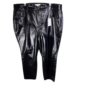 Good American Classic Faux Leather Straight Leg Pants Size 18 Crackled NEW - Picture 1 of 4
