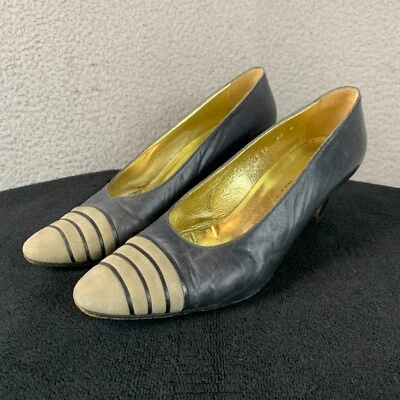 Tacones St John 10B Azul Marino Rayas Gamuza 18 618 Italia Estampilla VACÍA Foto 1 de 4