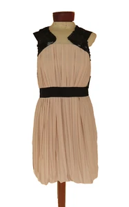 Vestido de cóctel ROBERT RODRIGUEZ rubor negro plisado con cuentas detallado talla 8 nuevo con etiquetas - Imagen 1 de 14