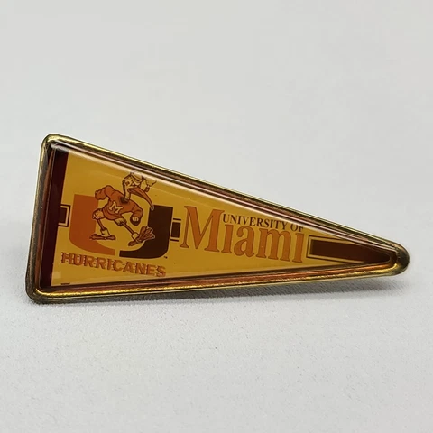 ⭐️ Vintage NCAA University of Miami Hurricanes Pennant Hat Lapel Pin - Wincraft Cover