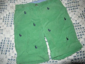 euc Talbots kids green cord embroidered cat roll cuff shorts girl 6X - Picture 1 of 2