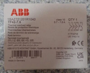 ABB 1SAZ721201R1040 TF42-7.6 Thermal Overload Relay 5.7-7.6A NEW Fast delivery - Picture 1 of 5
