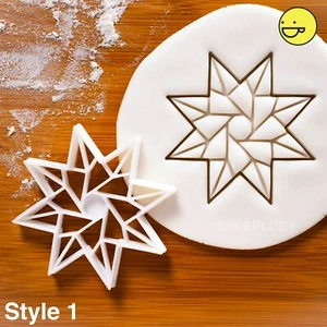 8 Pointed Star cookie cutter (Style 1) | origami Christmas stars Xmas biscuit - Picture 1 of 5