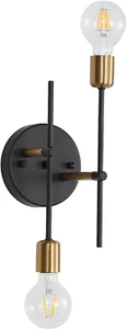 2 Light Wall Sconce- Minimalist Matte Black Vanity Lighting Fixtures- 2 Bulb ... - Picture 1 of 1
