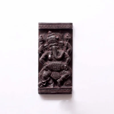 Panel de pared Dancing Ganesha tallado dios hindú Vinayaka estatua decoración musical ídolo Foto 1 de 4